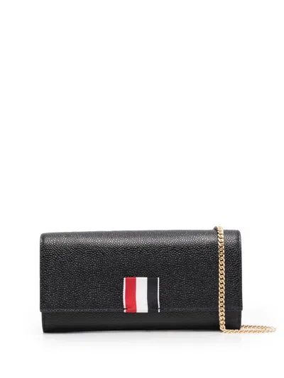 Thom Browne Logo-patch Leather Shoulder Bag In Schwarz