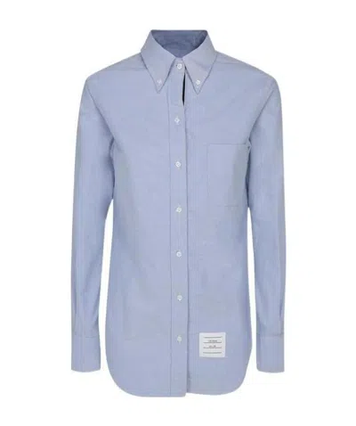 Thom Browne Cotton Poplin Shirt In Azul Claro