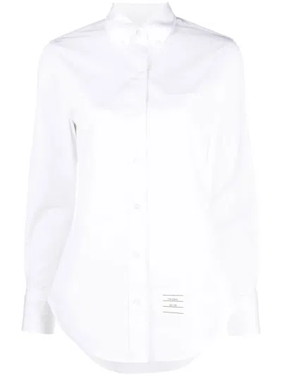 THOM BROWNE LOGO-PATCH LONG-SLEEVED SHIRT