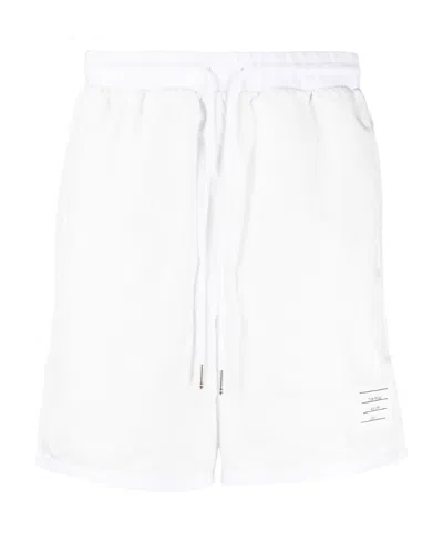 Thom Browne Logo-patch Mesh Track Shorts In White