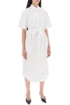 THOM BROWNE THOM BROWNE LOGO PATCH MIDI SHIRT DRESS