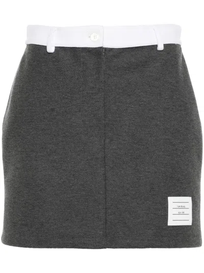 Thom Browne Logo-patch Mini Skirt In Grey
