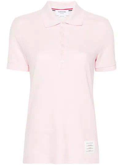 Thom Browne Pikee-poloshirt Mit Logo-patch In Rosa