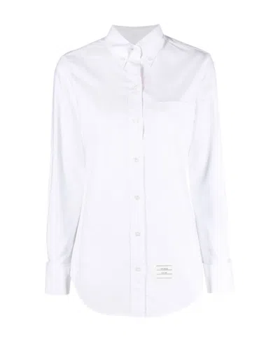 THOM BROWNE THOM BROWNE LOGO-PATCH BUTTON-UP POPLIN SHIRT