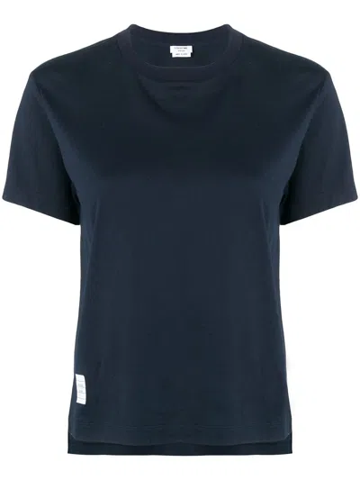 Thom Browne Relaxed Fit T-shirt Side Slits In Blue
