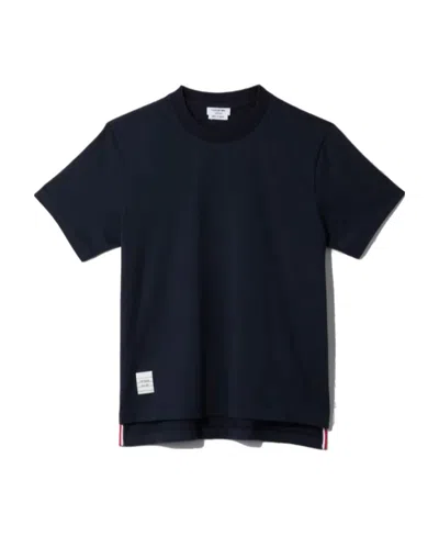 Thom Browne Logo-patch Short-sleeve T-shirt In Blue