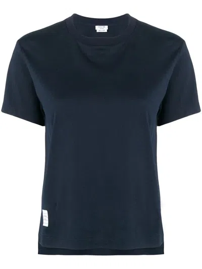 Thom Browne Relaxed Fit T-shirt Side Slits In Blue