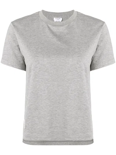 Thom Browne Tricolor Stripe Cotton Piqué T-shirt In Light Grey