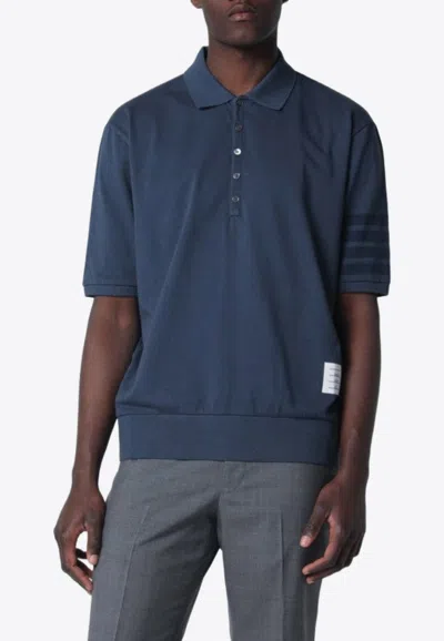Thom Browne Logo-patch Short-sleeved Polo T-shirt In Blue