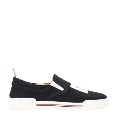 Thom Browne Logo-patch Slip-on Sneakers In Black