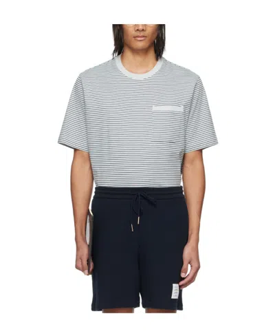 Thom Browne Logo-patch Striped T-shirt In Multicolor