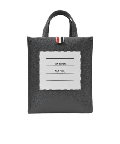 Thom Browne Logo-patch Tote Bag In Black