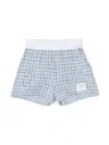 Thom Browne Logo-patch Tweed Shorts In Blue