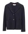 Thom Browne Logo-patch Virgin Wool Blazer In Black