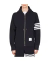 Thom Browne 4-bar Zip-up Hooded Sweatshirt In Blue