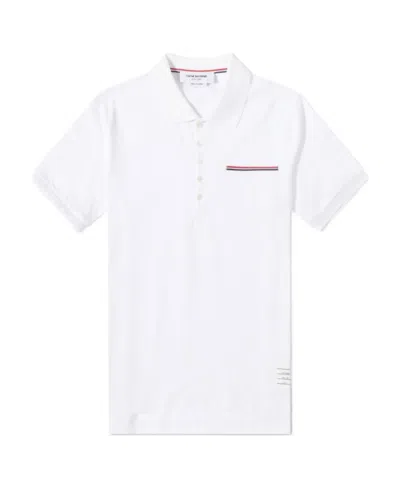 Thom Browne Fine Mercerized Pique Pocket Polo Shirt In White