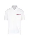 Thom Browne Cotton Polo Shirt With Ribbed Collar And Side Slits In White