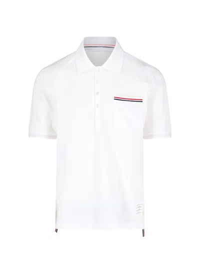 Thom Browne Logo Polo Shirt In White