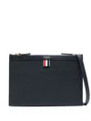 Thom Browne Logo-print Leather Cross Body Bag In Blue