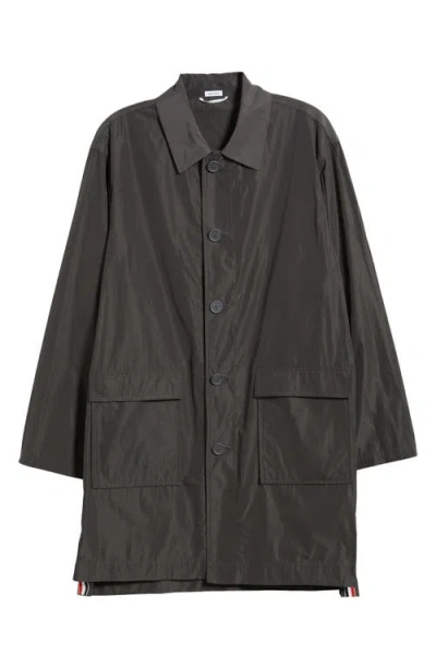 Thom Browne Logo Print Packable Smock In Gray