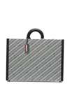 Thom Browne Logo-print Striped Briefcase In Grau