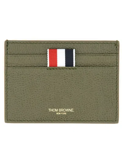 Thom Browne Logo Printed Credit Card Holder In Green