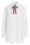Thom Browne Bow Tie Logo Blouse In White