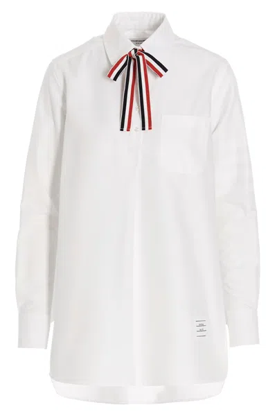 THOM BROWNE LOGO PUSSY BOW BLOUSE