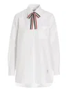 Thom Browne Bow Tie Logo Blouse In White