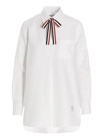 THOM BROWNE THOM BROWNE LOGO PUSSY BOW BLOUSE