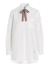 Thom Browne Bow Tie Logo Blouse In White