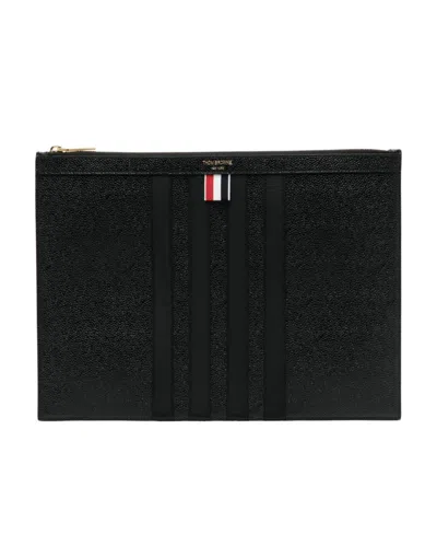 Thom Browne Logo Stamp Clutch Bag In Black