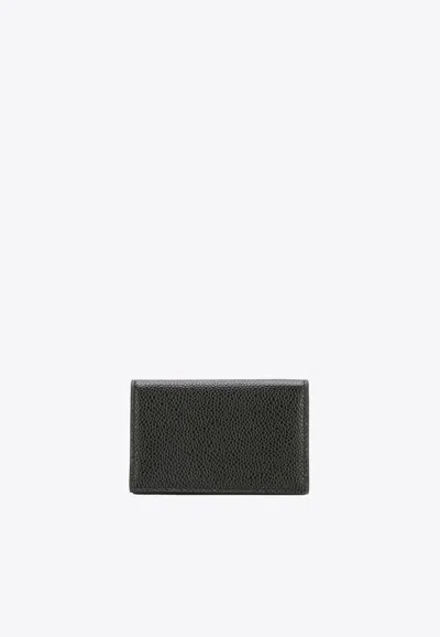 Thom Browne Logo Stamp Grained Leather Wallet In Black