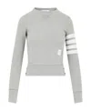 Thom Browne Womens Classic Sweatshirt In Classic Loop With Engineered 4 Bar In Gray