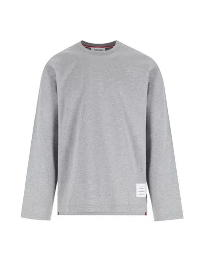 THOM BROWNE LOGO T-SHIRT - GREY
