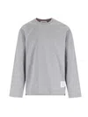 Thom Browne Oversized Long Sleeve Tee W/ Rwb Knit Trim In Gray