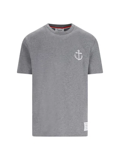 Thom Browne Logo T-shirt In Grey