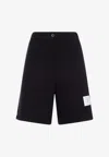 Thom Browne Logo-tag Bermuda Shorts In Blue