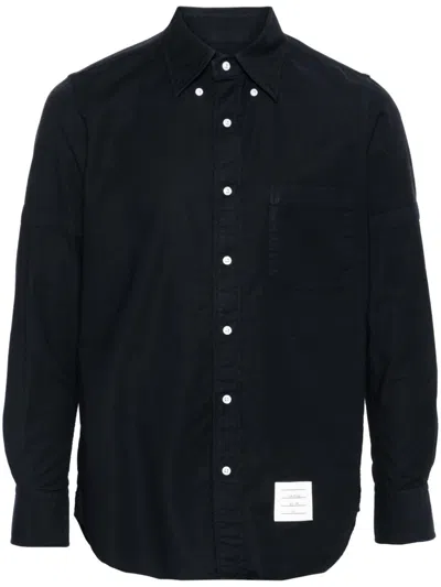 THOM BROWNE LOGO-TAG COTTON SHIRT