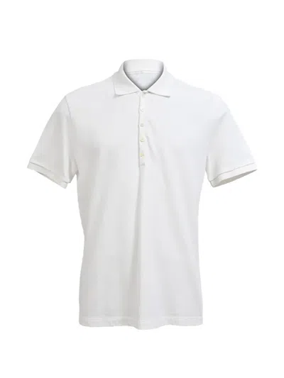 Pre-owned Thom Browne Logo-tag Polo Shirt In White