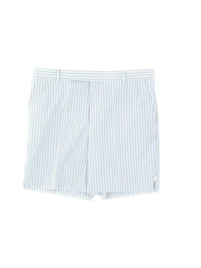 Thom Browne Logo Tag Striped Seersucker Shorts In Navy