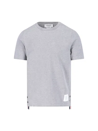 Thom Browne Logo Tape T-shirt In Lt Grey
