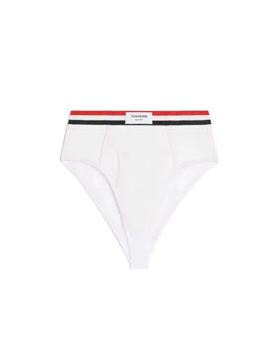 Thom Browne Logo-waistband Briefs In White