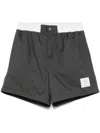 Thom Browne Ripstop-shorts Mit Logo-bund In Gray