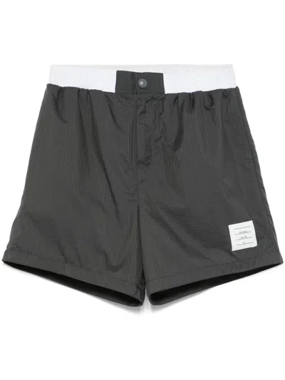 Thom Browne Ripstop-shorts Mit Logo-bund In Gray