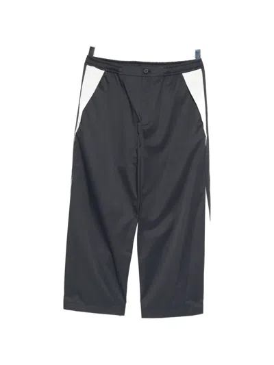 Thom Browne Logo-patched Cropped Trousers In Blue