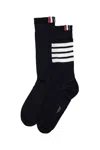 Thom Browne Calzini Lunghi 4 Bar In Cotone Leggero In Black