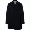 Thom Browne Long Black Wool Coat With Double-breasted Front And Notched Lapel In Black