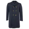 Thom Browne Long Classic Peacoat In Navy Blue Wool In Blue