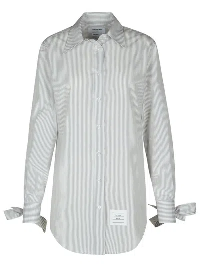 THOM BROWNE THOM BROWNE LONG SHIRT IN GREY SILK BLEND